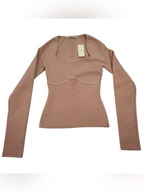 Abercrombie & Fitch XS Pink Sweetheart Neck Long Sleeve Knit Sweater NWT